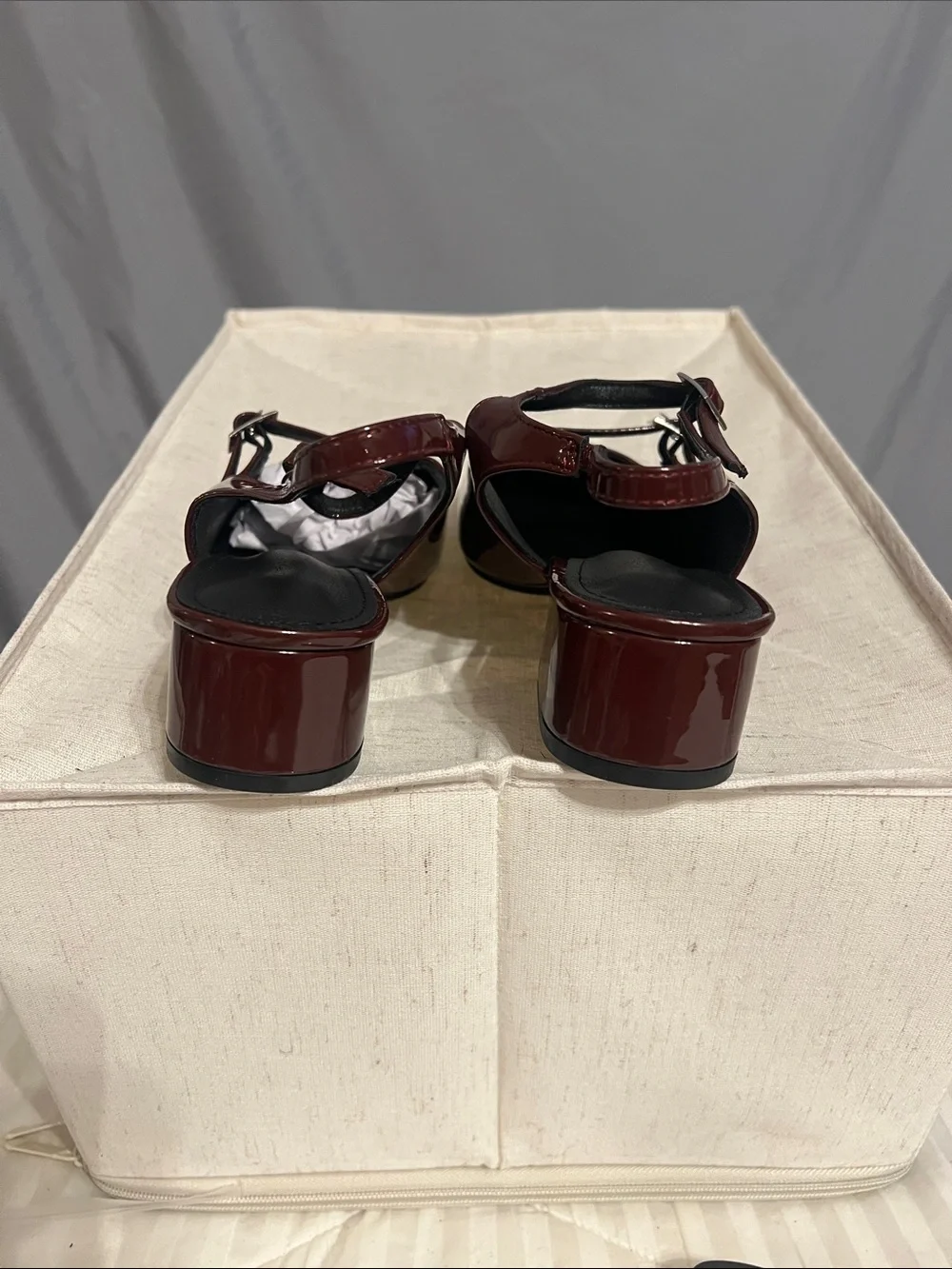 Burgundy Slingback Buckle Mary Jane Heels - Picture 3 of 4